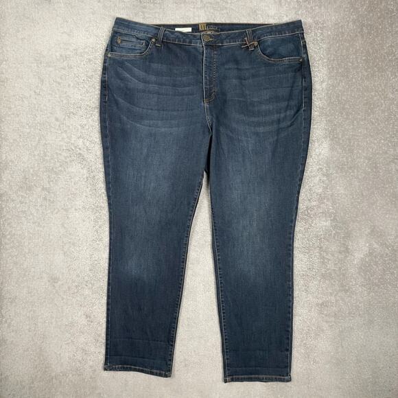 Kut From The Kloth Jeans 22W Blue Straight Katy High Rise Boyfriend Dark Wash - Picture 3 of 16